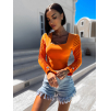 Oranžové elegantní body RIGOLDE s řasením (Veľkosť ONESIZE)