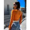 Oranžové elegantní body RIGOLDE s řasením (Veľkosť ONESIZE)