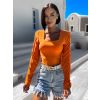 Oranžové elegantní body RIGOLDE s řasením (Veľkosť ONESIZE)