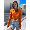 Oranžové elegantní body RIGOLDE s řasením (Veľkosť ONESIZE)