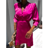 Tmavo ružové lesklé elegantné šaty DUOTE s gombíkmi