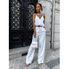 Bílý elegantní crop top KINCELES s peřím (Veľkosť M/L)