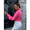 Neon ružová krátka košeľa PRUDENCIA s dlhým rukávom