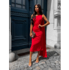 Červené elegantné šaty COLOMBE s vlečkou