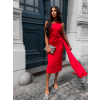 Červené elegantné šaty COLOMBE s vlečkou
