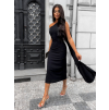 Čierne elegantné šaty COLOMBE s vlečkou