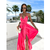 Neon ružové elegantné dlhé šaty FAIRYTALE