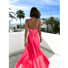 Neon ružové elegantné dlhé šaty FAIRYTALE