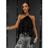 Čierny elegantný top LITHES na zaväzovanie