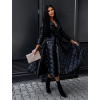 Čierna dlhá prešívaná bunda BALIONE s opaskom