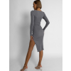 Šedé šaty MOHEGAN s rázporkom