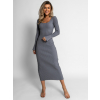 Šedé šaty EDEMS so zvonovými rukávmi