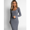Šedé šaty EDEMS so zvonovými rukávmi