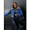 Modrá denim bunda GIRASOL se stříbrnými detaily (Veľkosť M/L)