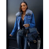 Modrá denim bunda GIRASOL so striebornými detailmi