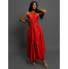 Červené dlhé lesklé elegantné šaty MADES so zaväzovaním