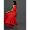 Červené dlhé lesklé elegantné šaty MADES so zaväzovaním
