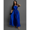 Kráľovsky modré dlhé lesklé elegantné šaty MADES so zaväzovaním
