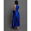 Kráľovsky modré dlhé lesklé elegantné šaty MADES so zaväzovaním
