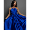 Kráľovsky modré dlhé lesklé elegantné šaty MADES so zaväzovaním