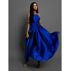 Kráľovsky modré dlhé lesklé elegantné šaty MADES so zaväzovaním
