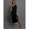 Čierne lesklé elegantné šaty LIBIOSI na jedno rameno