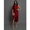 Bordó lesklé elegantní šaty LIBIOSI na jedno rameno (Veľkosť ONESIZE)