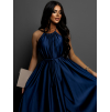 Tmavomodré dlhé lesklé elegantné šaty MADES