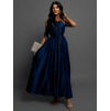 Tmavomodré dlhé lesklé elegantné šaty MADES
