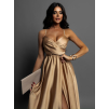 Zlaté elegantné šaty PATILLA s rázporkom