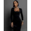 Čierne šaty JERS s dlhým rukávom