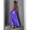 Fialové lesklé šaty VALERDI s variabilným viazaním / s rázporkom