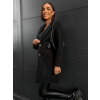 Čierny elegantný flaušový kabát NOAM