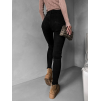 Černé denim slim kalhoty ERYX s knoflíky (Veľkosť L)