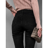 Černé denim slim kalhoty ERYX s knoflíky (Veľkosť L)
