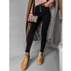 Černé denim slim kalhoty ERYX s knoflíky (Veľkosť L)