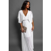 Biele elegantné šaty PARFOMELLE s výstrihom do V