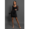 Čierne koktailové elegantné šaty HOLLDER so strapcami