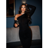 Čierne kokteilové šaty AMALTHE s riasením