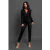 Čierny elegantný overal OCEANOS s flitrami