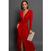 Červené elegantné šaty BOREAS s výstrihom