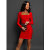 Červené elegantné šaty RIENYE s dlhým rukávom