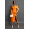 Oranžové strečové šaty KOANTES s rázporkom
