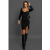 Čierne úpletové šaty LONETTY s rázporkom