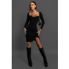 Čierne úpletové šaty LONETTY s rázporkom