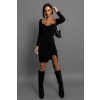 Čierne úpletové šaty LONETTY s rázporkom