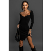 Čierne úpletové šaty LONETTY s rázporkom