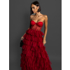 Červené korzetové šaty ARIADNA s volánikmi