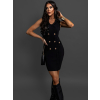 Čierne koktailové svetrové šaty ELVAN