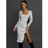 Bieločierne džersejové šaty HONORE s pruhmi
